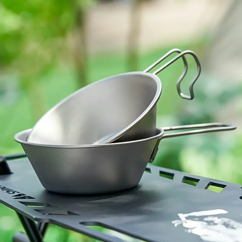 Wholesale Outdoor Portable Tableware Camping Picnic Folding Pure Titanium Sierra Cup Bowl