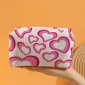 1pc Heart Pattern Zipper Makeup Bag Sweet Style Classic Zipper Cosmetic Bag for Women