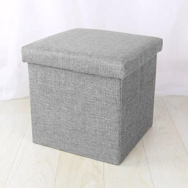 Folding Ottoman Storage Box with Storage Grey