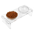 Versatile Elevated Pet Feeding Double Bowls Set Clear Acrylic Waterproof Portable Love Design Raised Stand for Cats Dogs