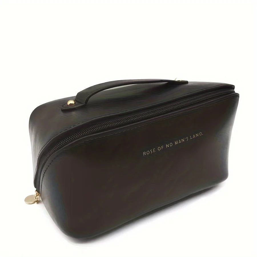 Waterproof PU Leather Makeup Bag Custom Skincare Cosmetic Pouch with Partition for Toiletries and Travel Storage