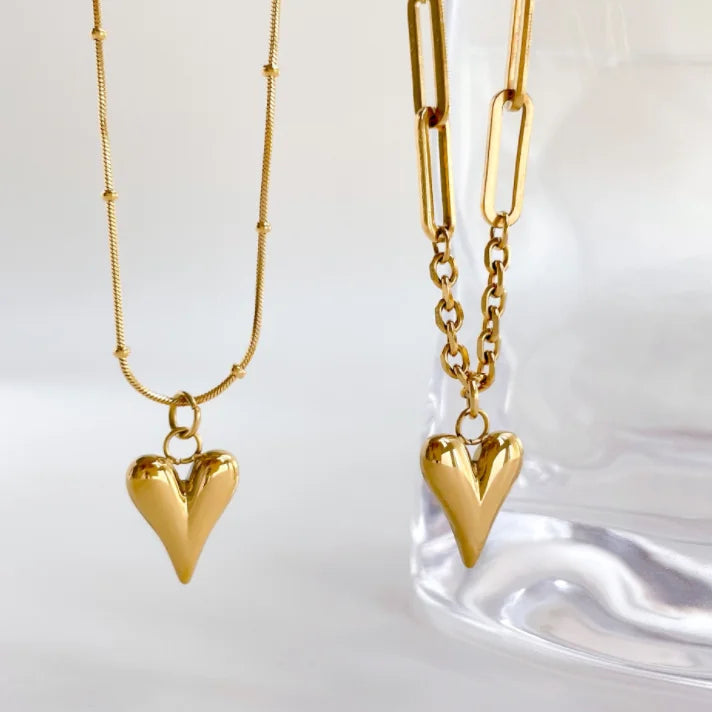Trendy Women Jewelry Stainless Steel 18K Gold Plated Heart Shaped Necklaces Love Necklace Gift for Her
