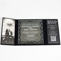 Black and Silver Wedding Invitation Card Laser Cut Mirror Acrylic Velvet Hardboard Cover With Photo Card Printed