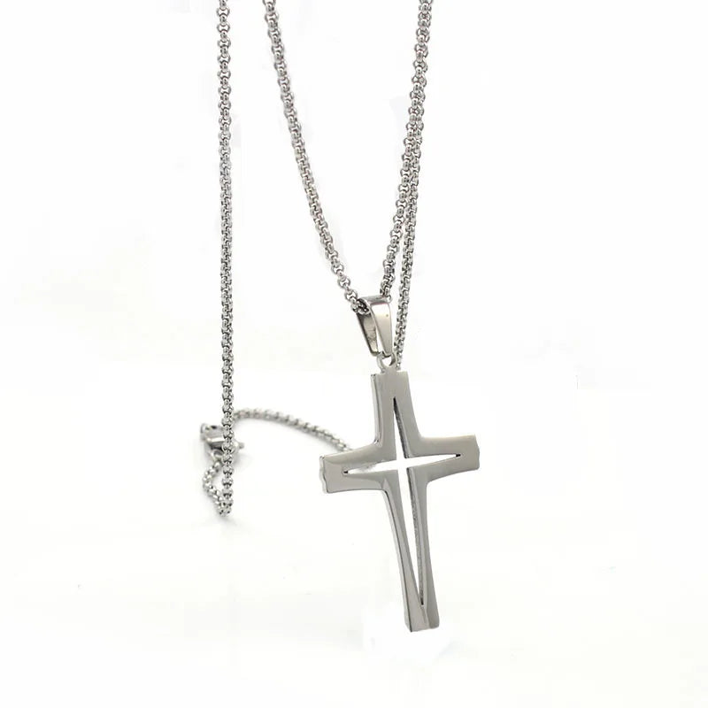 316L Stainless Steel Minimalist Style Seal Cross Chain Necklace for Men Jewelry Accessories Gift