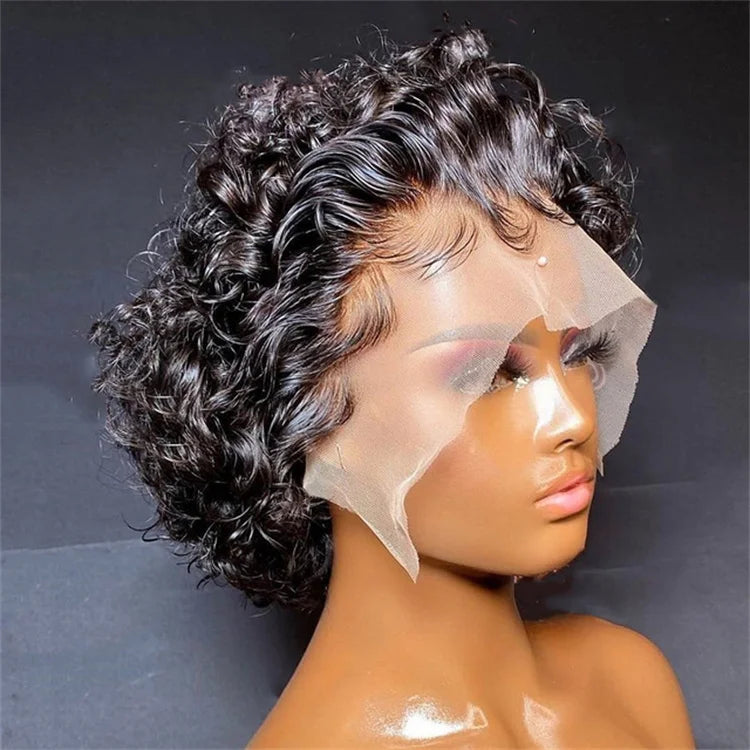 Pixie Cut Wig Human Hair Preplucked Short Bob Lace Front Wigs Human Hair Glueless Virgin Hair 13x1 Lace Fronal Short Curly Wig