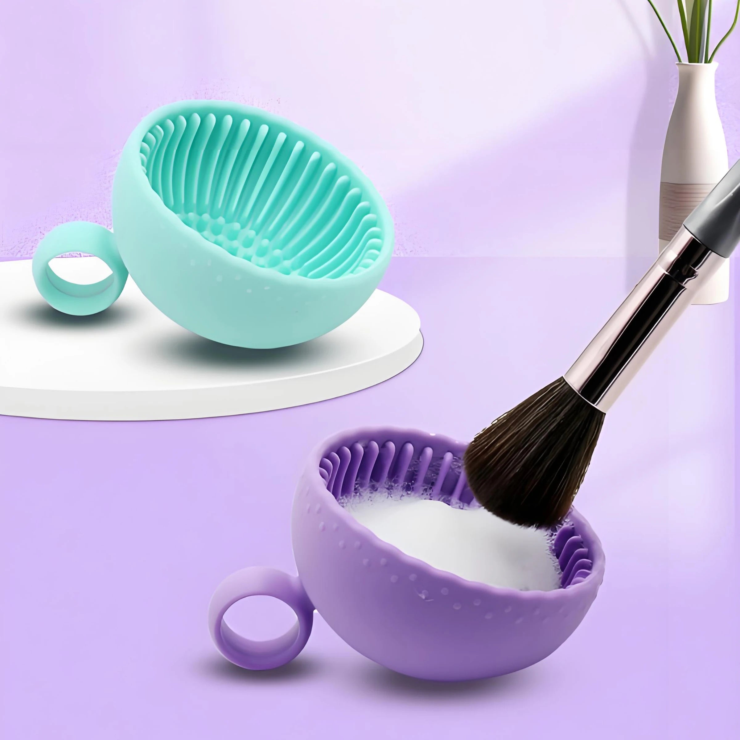 Elegant Design New Home Use Silicone Scrubbing Bowl Makeup Brush Cleaner Beauty Cleaning Tool with Practical Makeup Organizer