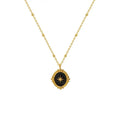 Vintage Bohemian Style Women Black Enamel Pendant Star Necklace Gold Plated Sunburst Pendant Necklace Stainless Steel