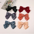 Bright Solid Color Soft Hair Ribbon Bowknot with Hair Clip  Woman Girl Hair Decoration