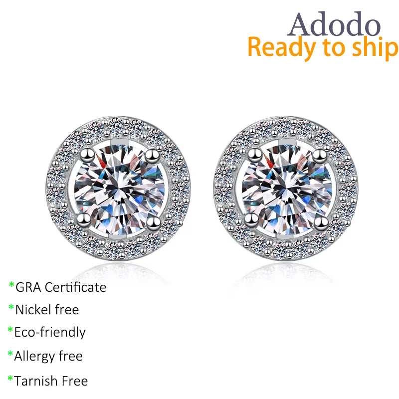 Minimalist Jewelry Non Tarnish 925 Silver Platinum Gold Plated VVS GRA Moissanite Screw Back Fine Stud Earrings for Women