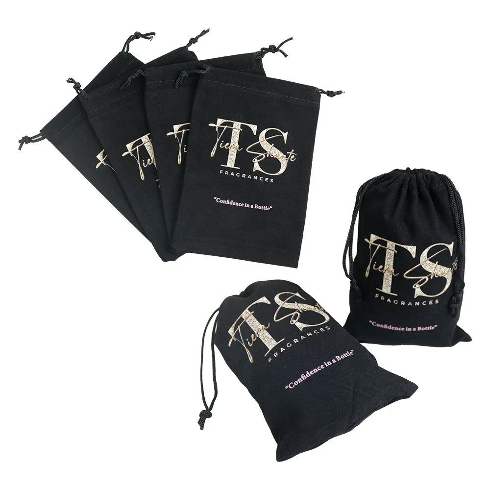 Custom Velvet Dust Drawstring Bags Velour Fabric Suede Pouch Perfume Cosmetic Makeup Gift Jewelry Bag Large Velvet Bag With Logo
