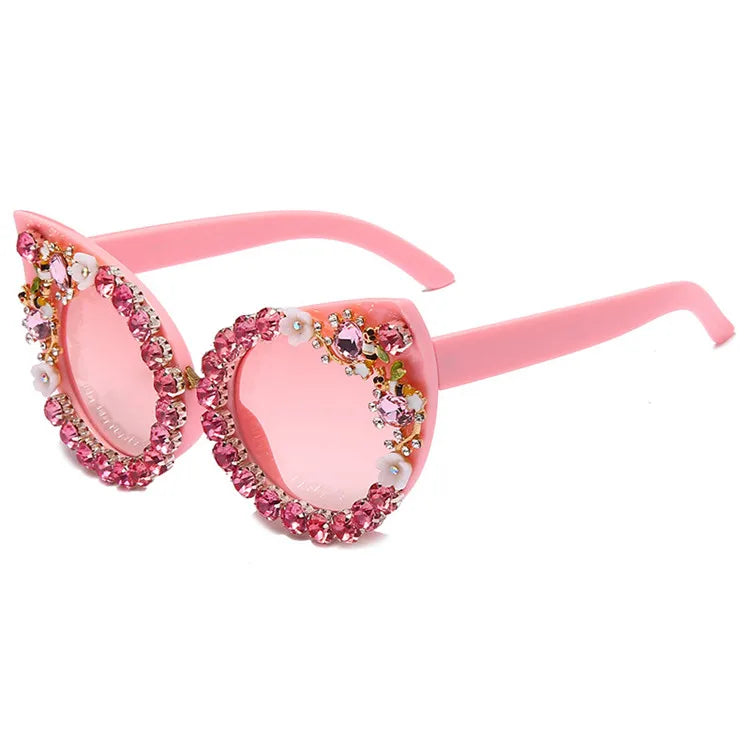2021 New Fashion Ladies Cat Eye UV Protection Sunglasses Rhinestone Diamond Sunglasses for Women