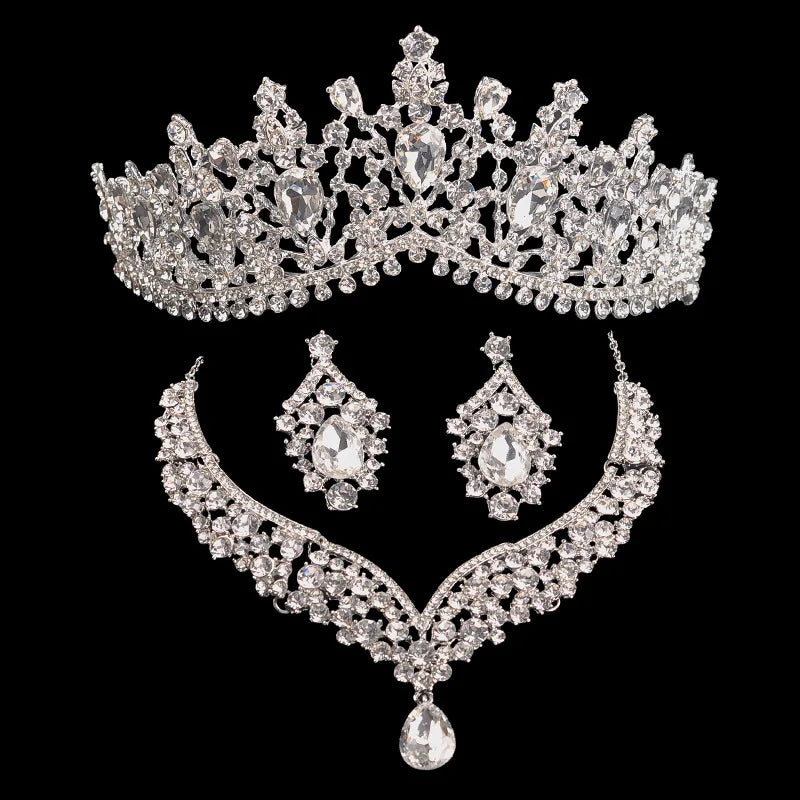 Conjunto De Joyas New Bride Suit Necklace Earrings Alloy Rhinestone Glass Temperament Fashion Wedding Dress Jewelry Set