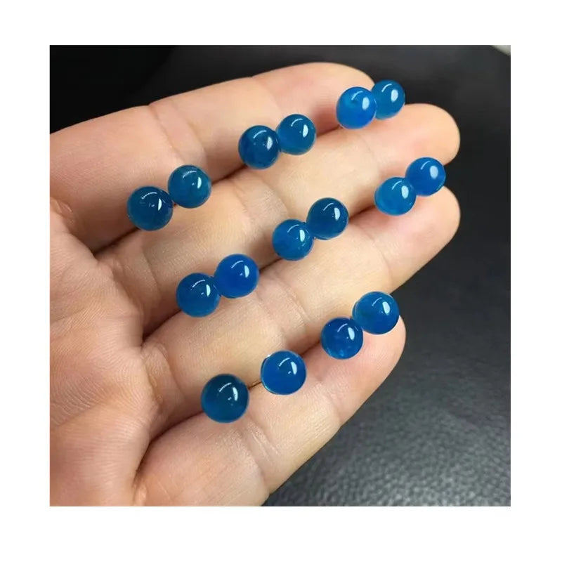 Crystal Healing Stones Stud Earring 925 Sterling Silver Setting rare Natural Crystal Gem Blue Aptite Ear Stud