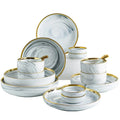 Luxury Noble Salad Pasta Tray Home Gift Cutlery Dinner Set Custom Royal Blue Edge Wedding Plates Chinese Ceramic Tableware