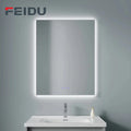 FEIDU Smart Touch LED Square Modern Bathroom Mirror Silver Light Adjustable Anti-Fog Wall-Mounted IP54 Rated Illuminated
