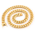 High End Stainless Steel 18K Gold Plated Rapper Hip Hop Cool Jewelry Miami Cuban Chain Necklace for Men Women