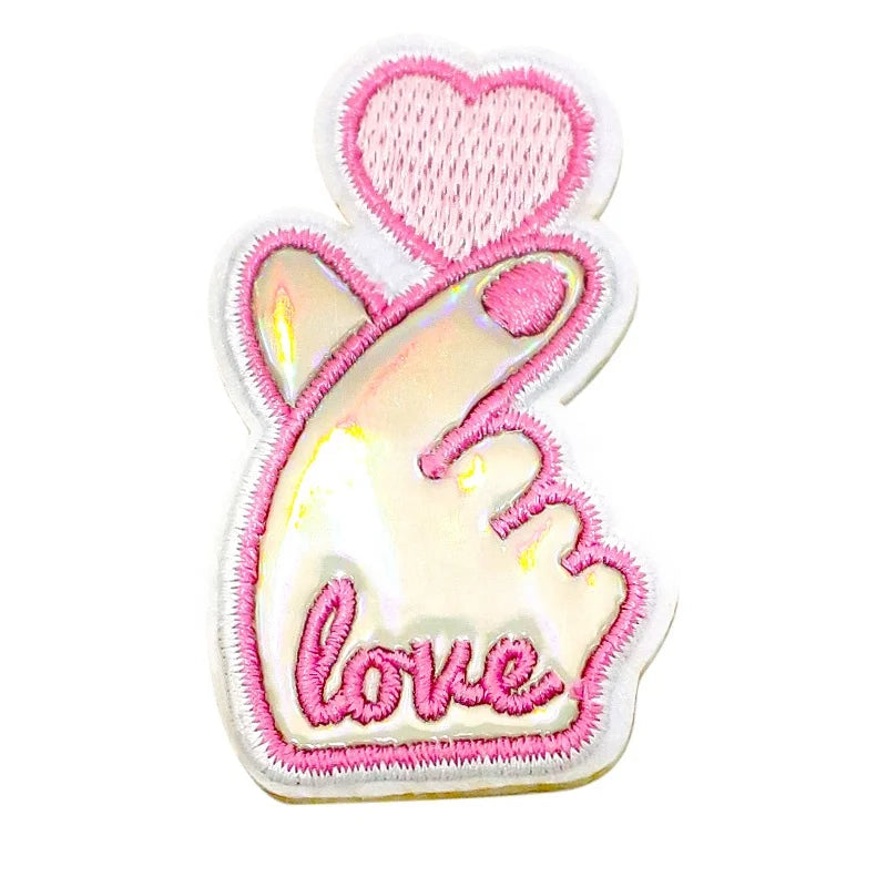 Handmade Chenille Baseball Suit Patch Embroidered 3D Flower Heart Logos Iron-On PVC Decorations for Clothing Hats Mainly Fabric