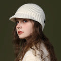 GOLOVEJOY DMZ94 Wholesale Folded Winter Custom Logo Solid Color Visor Beanie Running Brimmed Knit Ski Cap Men Other Hats