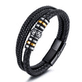 Fashion Hot Sale New Fashion Black Silver Magnetic Buckle Leather Rope Braided Stainless Steel Bracelet for Men
