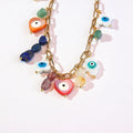 New Arrival Beaded White Necklace with Natural Stone Devil's Eye Pendant Bohemian Style Classic Chain for Anniversaries