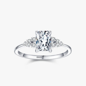 Ailmay Genuine 925 Sterling Silver Wedding Ring Fashion Luxury Cubic Zirconia Rings for Women Wedding Statement Fine Jewelry