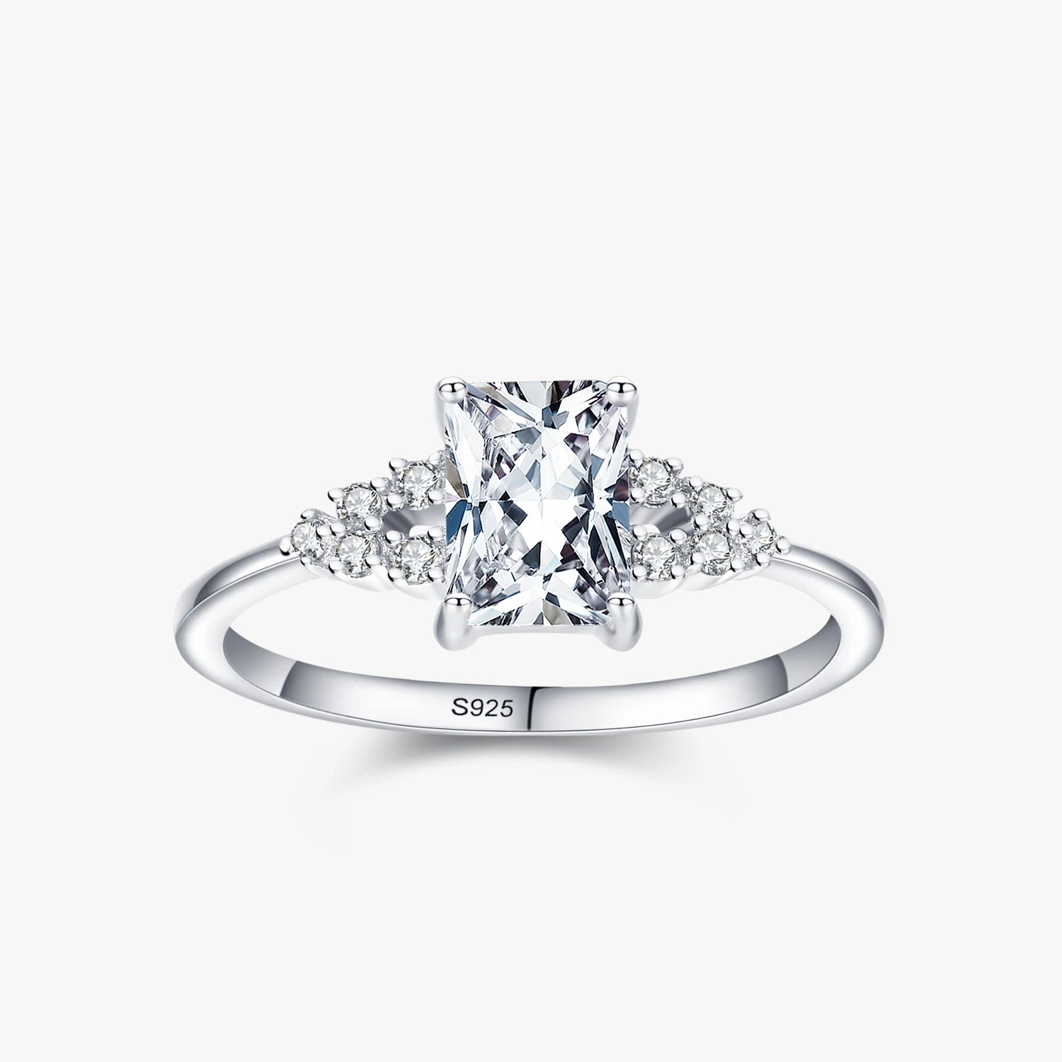 Ailmay Genuine 925 Sterling Silver Wedding Ring Fashion Luxury Cubic Zirconia Rings for Women Wedding Statement Fine Jewelry
