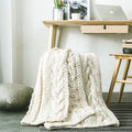 Wholesale Solid Color Bohemian Wool Thick Handmade Twisted Thick Yarn Bed Sofa Knitted Blanket ADM