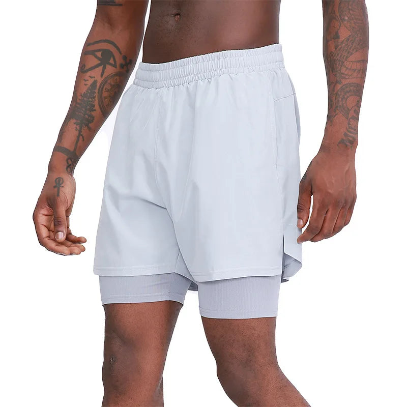 Men's 2-in-1 Jogging Cycling Quick Drying Breathable Active Training Shorts With Longer Liner Running Exercise Basketball Shorts