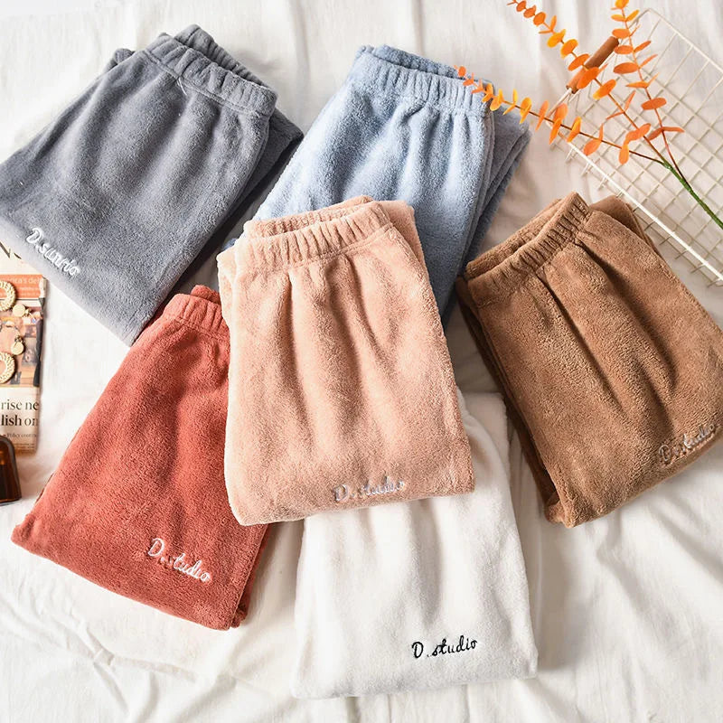 Warm Pants Women's Winter Coral Fleece Casual Loose Pajamas Pyjama Trousers