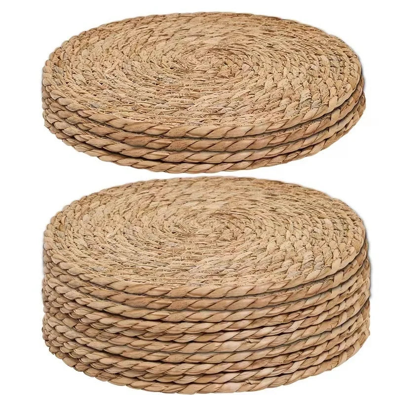 Modern Household Bamboo Placemats Hand-Woven Japanese Pastoral Tea Cup Insulation Mats Dining Table Coffee Table Kitchen Straw