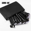 Maange Wholesale Custom 27pcs Makeup Brush Kit Set Wooden Handle Black Private Label With Bag