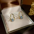 Korean New Popular Gold Color Shiny Zircon Hoop Earrings Water Drop Dangle Earrings Boucles D'oreilles