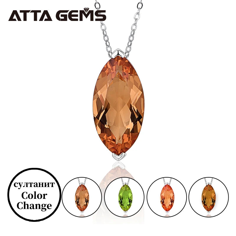 Marquise Cut Sultanite Pendant for Women 925 Sterling Silver Created Color Change Necklace Wedding Fine Zultanite Jewelry