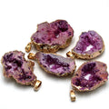 Natural Agate Crystal Hole Stone Slice Electroplating Gilt Bright Color Irregular DIY Sweater Necklace Pendant