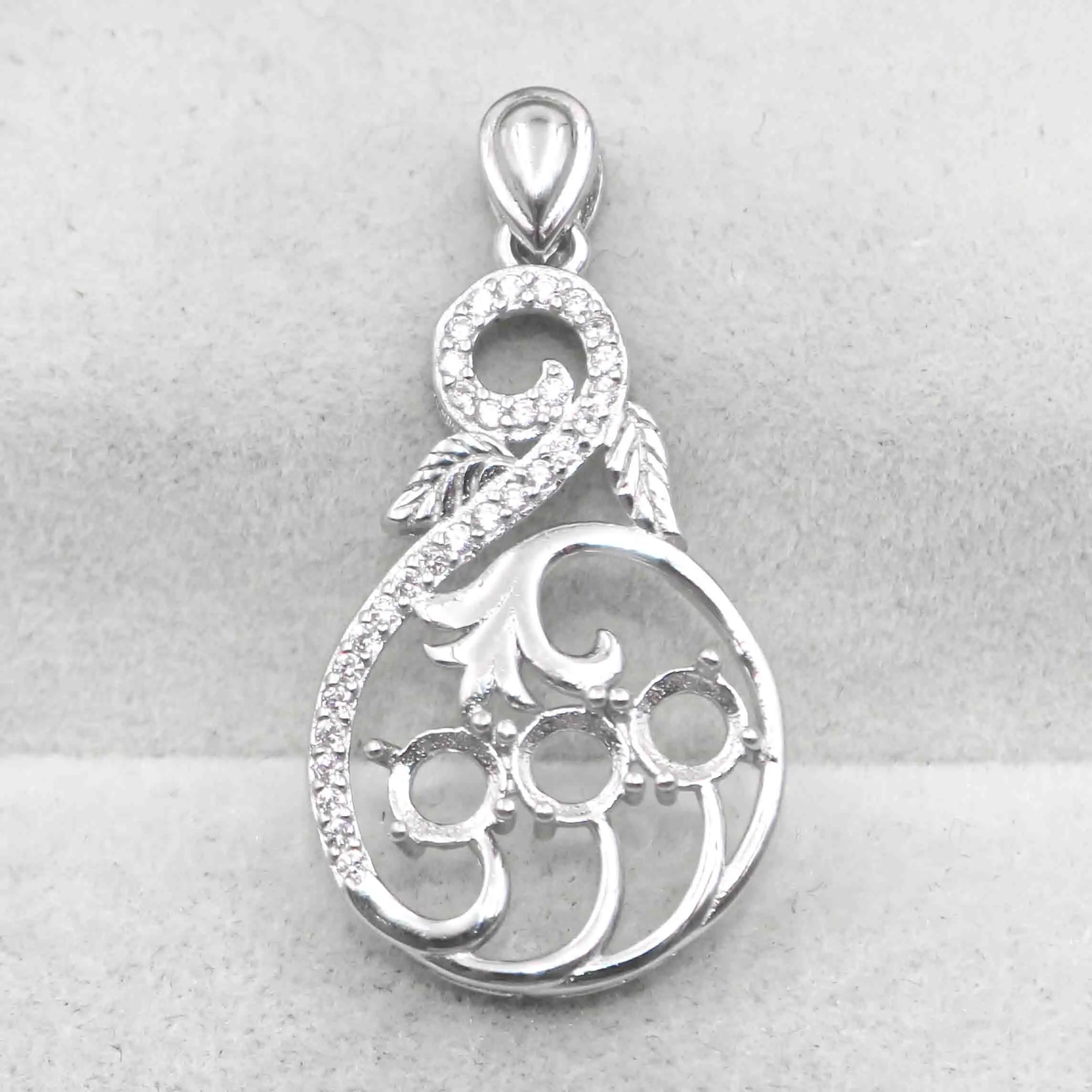 Semi Mount 4*4mm Sterling Silver Pendant Empty Frame Blank Support Setting S925 Base Holder Without Center Stone for DIY Inlay