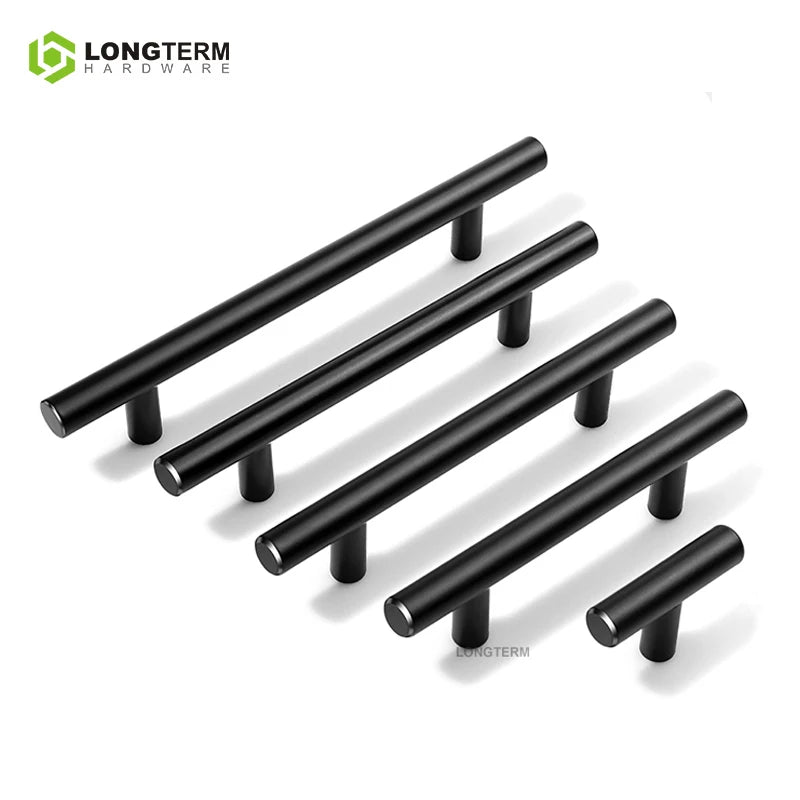 Matte Black Stainless Steel T-Bar Cabinet Handle | Drawer Pulls for Kitchen Cupboard