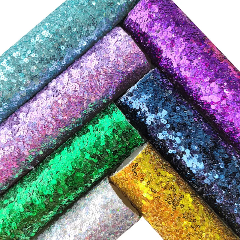 Shiny Large Sequin Solid Color Chunky Glitter PU Fabric Canvas Back Making Shoe Bag Decoration Hair Bow Car Sofa