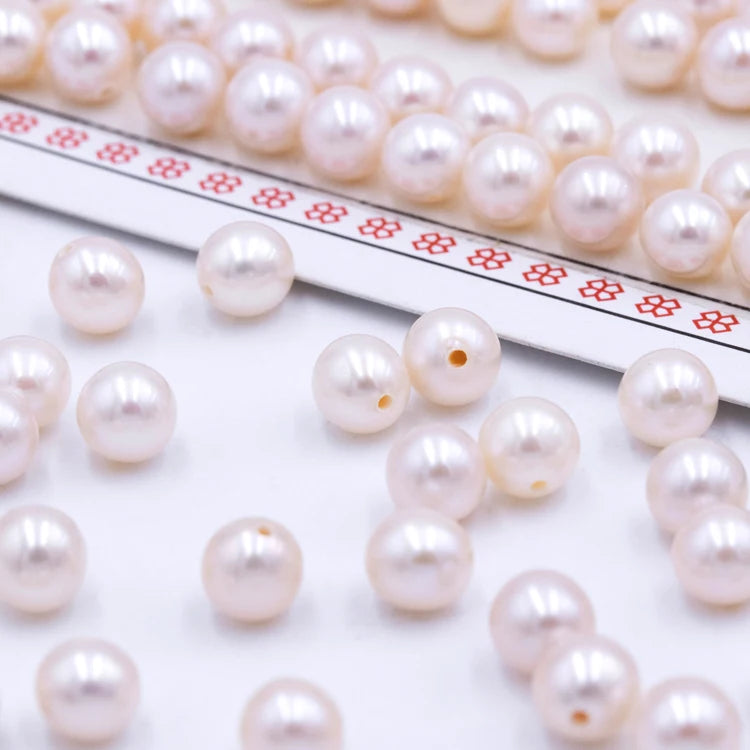 Redleaf 2-12mm Cultured White Bread Half-Drilled Natural Freshwater Pearl Beads Loose Gemstones for Jewelry Making