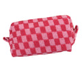 Wholesale Checkerboard Lattice Man Women Cosmetic Bags & Cases Knitted Zipper Outgoing Wash Bag