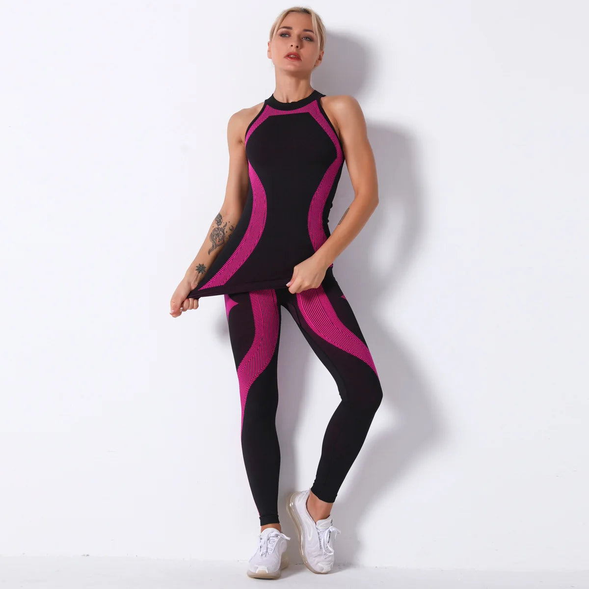 New Arrivals Women Clothing Sets 2 Pieces Yoga Set Gym Sports Fitness Activewear Suit