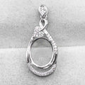 Sterling Silver 11*13mm Semi Mount Pendant Empty Frame Blank Support Setting S925 Base Holder Without Center Stone for DIY Inlay