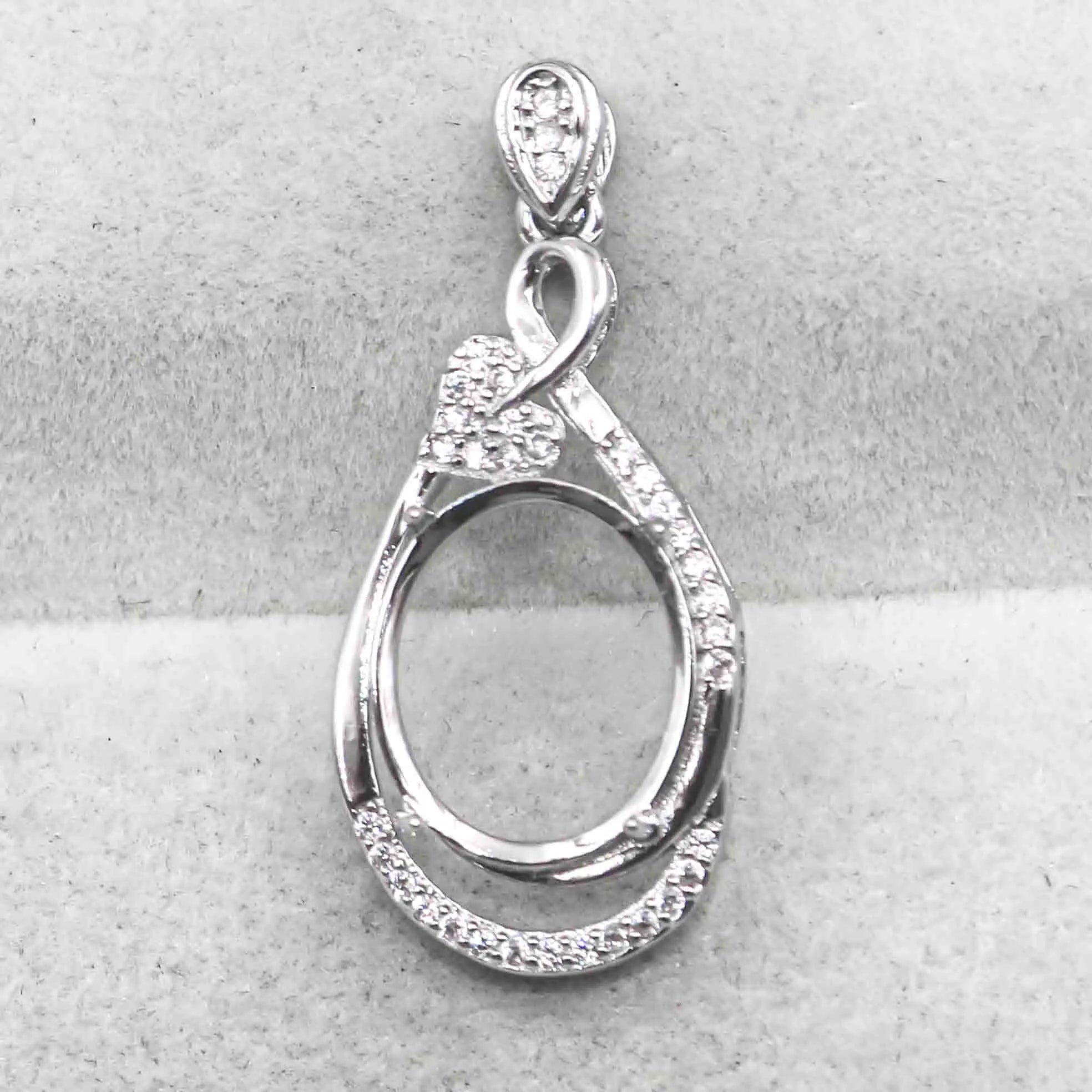 Sterling Silver 11*13mm Semi Mount Pendant Empty Frame Blank Support Setting S925 Base Holder Without Center Stone for DIY Inlay