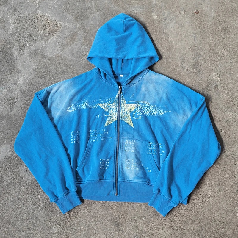 YSJY Wholesale Custom Sweatshirt Screen Printed Embroidery Acid Wash Hoodie for Men
