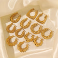 High Quality Waterproof Twisted Stud Earrings Non Tarnish Solid Stainless Steel Gold Plated Large Chunky Hoop Earrings for Girls