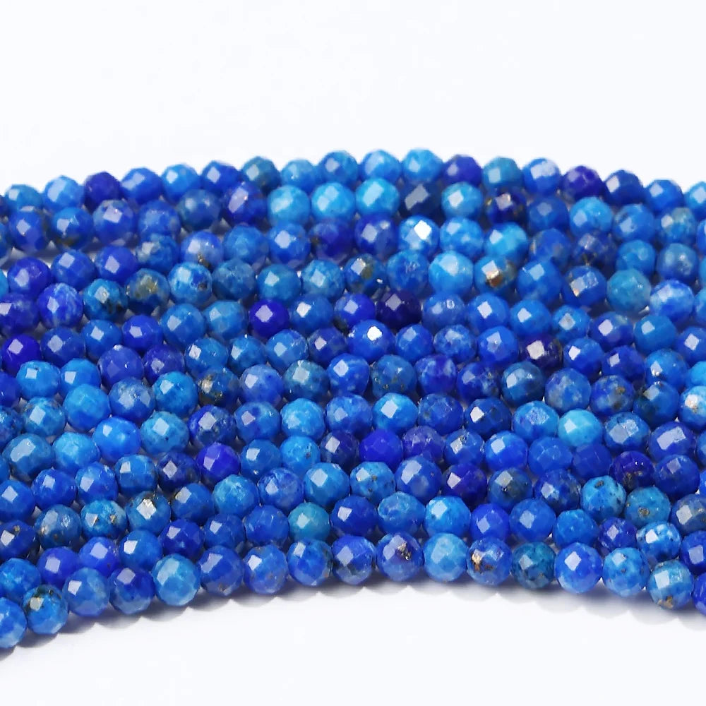 JSES Wholesale A+ Natural Lapis Lazuli Faceted Beads 2/2.5/3mm Loose Gemstone Crystal and Stone Beads for Jewelry Making DIY