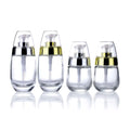 Cosmetic Luxury Skincare Glass Bottle 30ml 50ml Empty Glass Pump Bottle with Golden Silver Edge