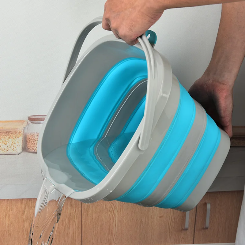 10L Foldable Eco-Friendly Camping Plastic Bucket Boiling Water Applicable Portable Picnic Travel Outdoor Fishing Water Container