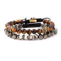 Renting Jewelry New Design Natural Lava Rock Tiger Eye Pyrite Stone CZ Charm Handmade Jewelry Bracelet Set for Men