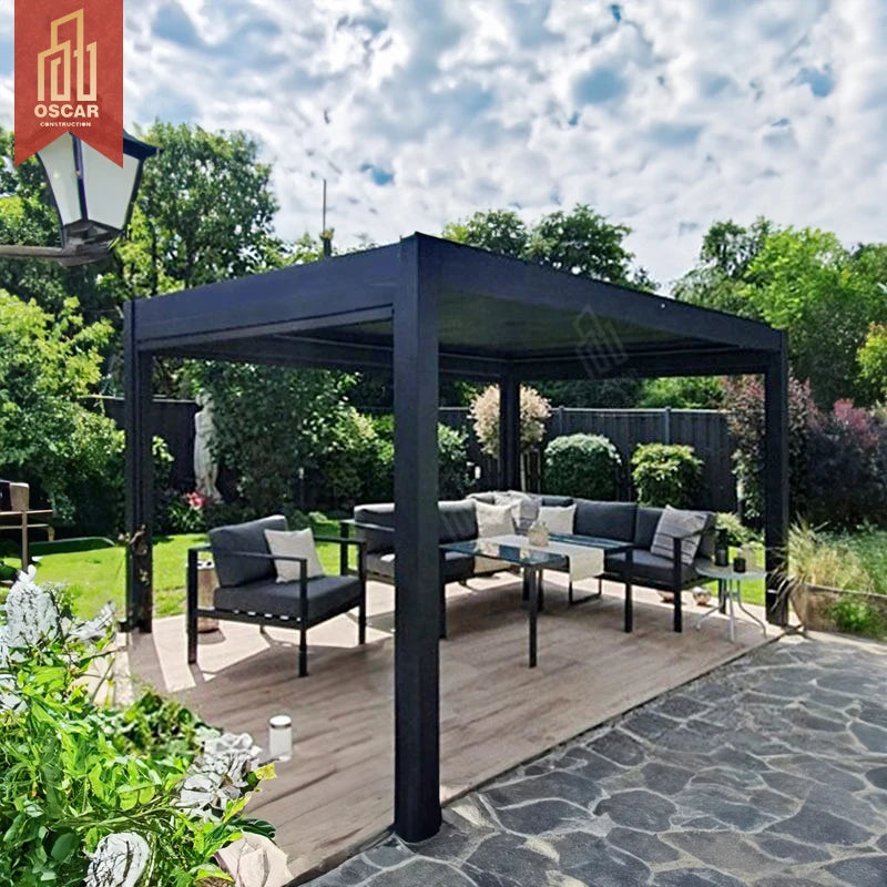 Customizable Size Pergola Outdoor Furniture Ideas Garden Waterproof Retractable Folding Roof Arbor Metal Gazebo Aluminum Pergola