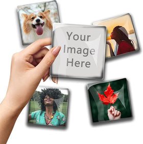 Creative Personalized Photo Gifts Refrigerator Sticker Square Round Glass Crystal Cabochon Fridge Decoration Magnet Custom